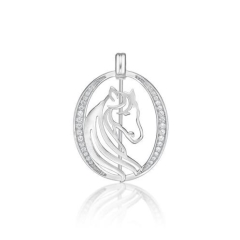 24x30 OVAL, HORSE, CZ SIDES BROOCH