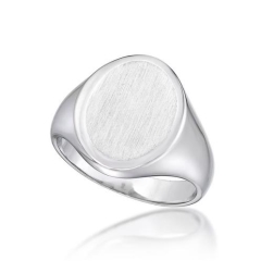 MENS 12x16 OVAL SIGNET RING, MATT TOP