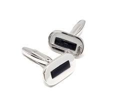 CUFFLINKS, RECT,ONYX 4x12mm
